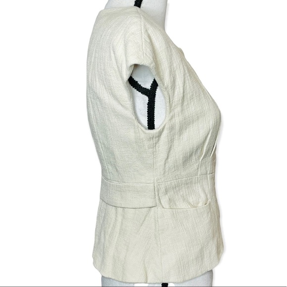 J. Crew Beige Tweed Capped Sleeves Popover Top. Size 2 - Picture 6 of 12